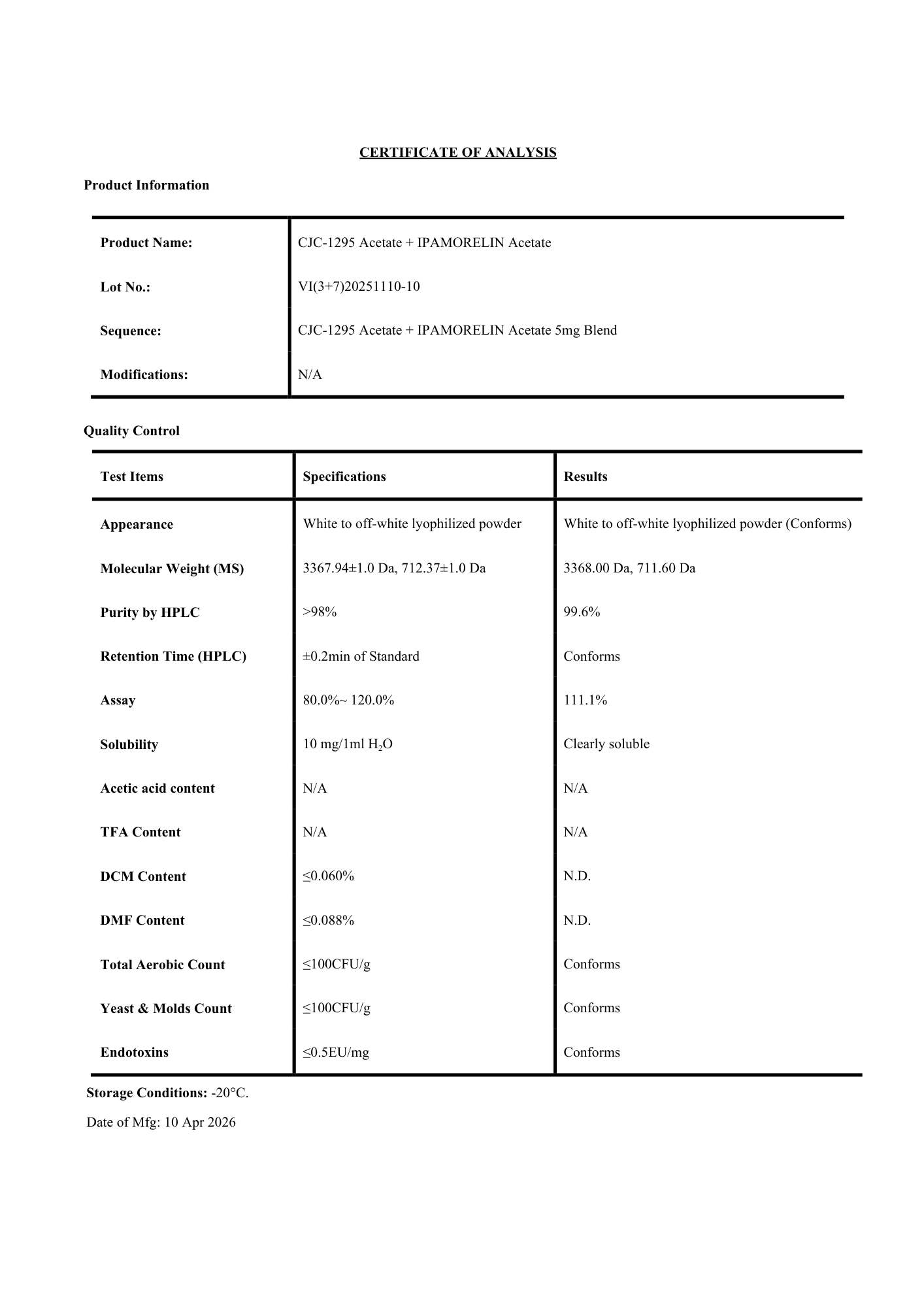 CJC-1295/ Ipamorelin 10mg